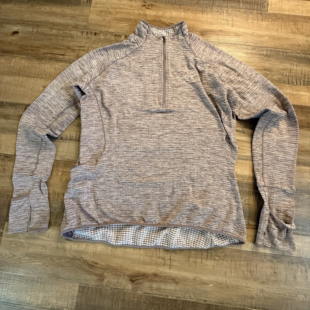 NIKE DRI-FIT 1/4 Zip Pullover Light Purple Sz M Waffle Thumb Holes Gym Workout